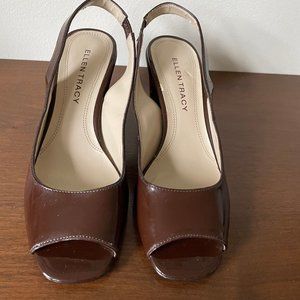Ellen Tracy Patent Open-toe Slingback - NWOT